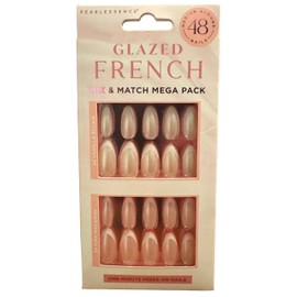 Pearlessence Glazed Glam Mix & Match Press-On Nails | 48-Count Mega Pack | Vanilla Éclair & Pink Macaron | Medium Almond Shape | One-Minute Application
