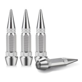 4 PCS Spiked Aluminum Valve Stem Caps, Heavy Duty Dust-Proof Air-Proof Car Tire Caps Valve Stem Covers for Cars SUVs Bicycles Trucks
