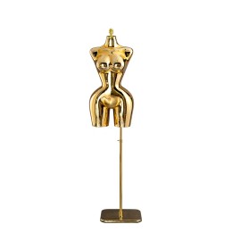 US Stock BBL Plus Size Female Curvy Torso Chrome Mannequin Upper-Body Half Body Large Hips Brazilian Girl Dress Form HeadlessColor: gold, Size: 4
