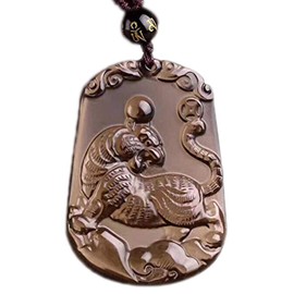 Collares para mujer, collares para hombre, collar de zodiaco natural puro, hecho de hielo, tipo de piedra de obsidiana, horóscopo, signo de animal, amuleto tigre, entusiasta), No es una piedra