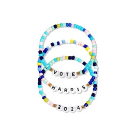 TACBSP Kamala Harris 2024 Bracelets President Vote Campaign Bracelet Merch Kamala Harris Merchandise Beads Stretch Bracelet for Women Men (C)