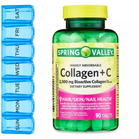 Spring Valley Highly Absorbable Collagen + C Tablets Dietary Supplement - 2,500 mg - 90 Ct