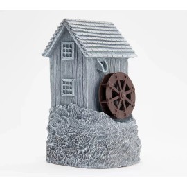 Bernini Cordless Casa Cottage Fountain With Waterwheel | Grey