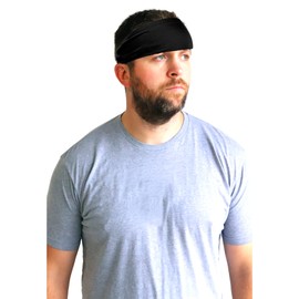 Kenz Laurenz Performance Headband Moisture Wicking Athletic Sports Head Band Wide Head Band Sweatband - Workout, Soccer, Softball, Basketball (Black) One Size