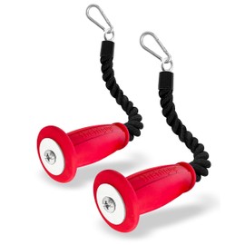 THEFITGUY 2 Ergonomic Single Grip Tricep Rope Cable Attachments, Comfort Non-Slip Grip, Reducing Wrist Pressure and Skin Rubs, Easy to Clean, Gym Pull Machine Accessory, 16.5” Each, 2 Hooks Included