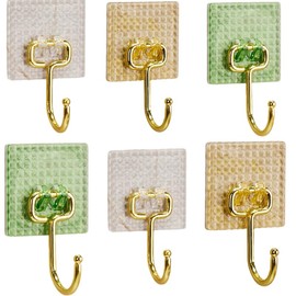 6-Piece Luxury Gold PET Adhesive Hook Set | Premium Multi-Functional Wall Hooks for Bathroom, Kitchen & Living Room