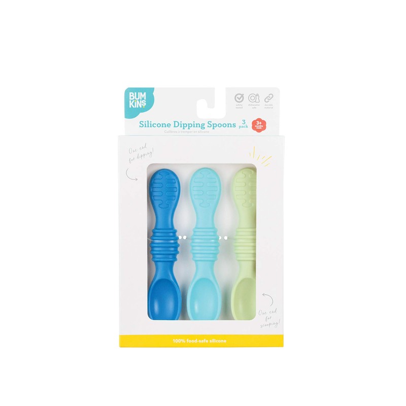 Bumkins Baby Utensil Set, Silicone Trainer Spoons for Dipping, Soft