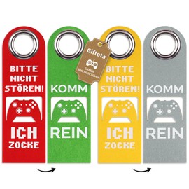 Giftota Bitte Nicht Stören Sign, with Saying Ich ZOCKE oder KOMM REIN, Funny Novelty Gifts, Christmas, Birthday, Party (Pack of 2)