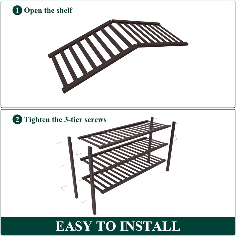 Smiry Bamboo Shoe Rack for Closet, 3 Tier - 33.86"