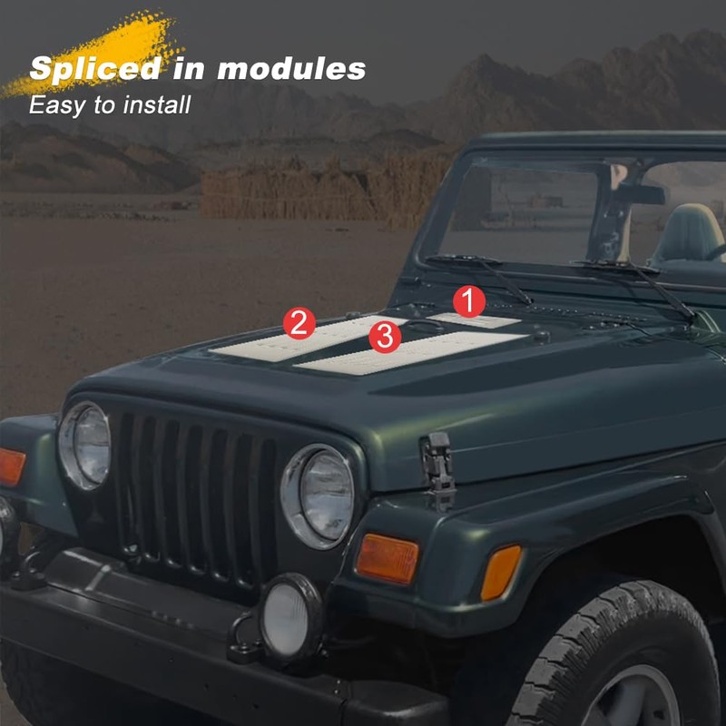 REARACE Vented Hood Louver Kit Fit for Jeep Wrangler TJ