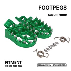 JFG RACING Motorcycle FootPegs Foot Pegs Pedals Rests CNC for KLR 650 KLR650 1987-2018 2021-2024 Green