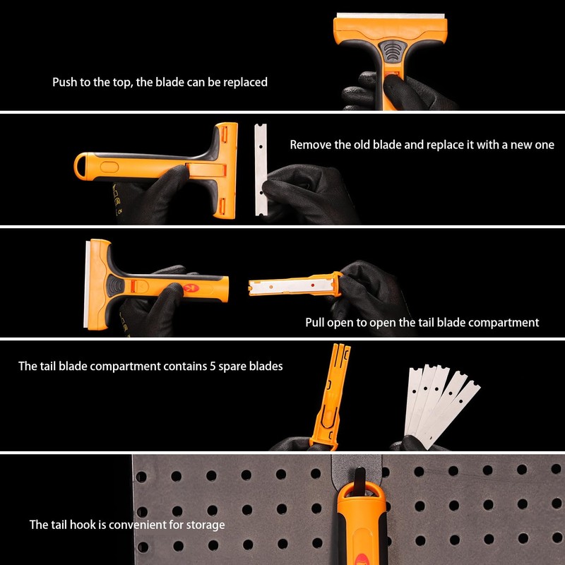 Wide Razor Blade Scraper Tool with 5pcs Extra Replacement SK5