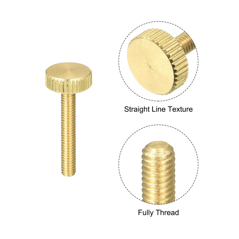 sourcing map Pack of 5 Knurled Screws M4 x 25