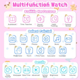 Kids Smart Watch Toys for Boys Girls – Children Watch for Kids 4-12 Years Touch Screen Watch with 15 Games Video Camera Music Player Alarm School Mode Education Birthday Gifts Ages 5 6 7 8 9 10 (Pink)
