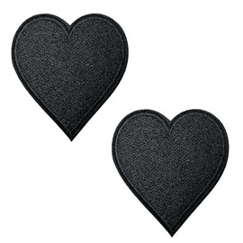2 X Black Heart Poker Cards - Iron On Embroidery Patchs (7 x 6cm)