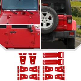 JeCar 12PCS Red Full Set Hinge Cover Trim Kit Fit for 2011-2017 Jeep Wrangler JK JKU Door Hinge Covers & Hood Hinge Covers & Tailgate Hinge Covers
