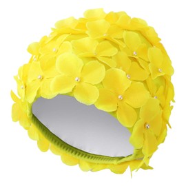 Floral Petal Ladies Bathing Swim Cap Women Retro Swim Hat for Long/Short Hair