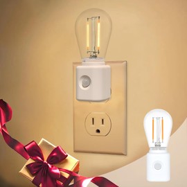 LUMILECT Unique Home Decor Gifts, LED Motion Sensor Night Light, Dimmable Warm 2700K, Decorative Filament, 1W Energy Efficient, LED Bulb Plug into Wall for Bedroom, Bathroom, Kitchen, Hallway, 1 Pack