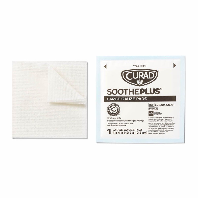 Curad SoothePLUS Gauze Pads with ARM & HAMMER Baking Soda,