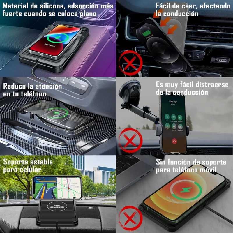 Base De Carga Inalámbrica Para Coche, 15 W Inalámbrica Usb