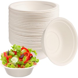 aaksh 555 Pack of 50 Premium Quality Strong Disposable Bowls 12oz/340ml, Ecofriendly Biodegradable Bowls for HOT & Cold Foods, Strong Bowls for Serving Soup, Salads, Cakes, Desserts, Leak Proof