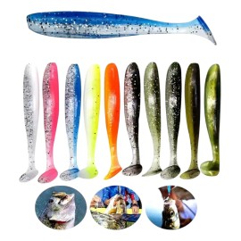 10 Señuelos De Pesca Gomas Cebo Blandos Currican Llamativo