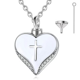 EUDORA Harmony Ball Heart Moonstone Ash Urn Necklace for Women Sterling Silver 925, Vintage Compass Cremation Chain Jewellery Memorial Urn the Ashes, Keepsake Funeral Locket Pendant, 20 Inches,