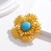 Kokoma Blue Turquoise Sunflower Brooch Pin for Women Girls Big