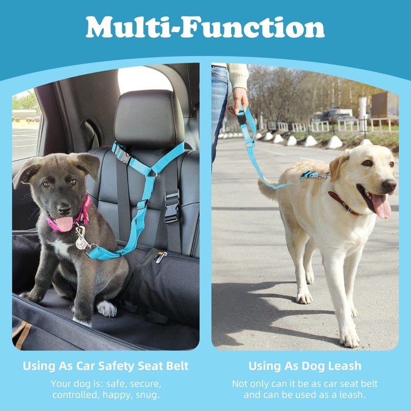 BWOGUE Pet Dog Cat Seat Belts, Car Headrest Restraint Adjustable