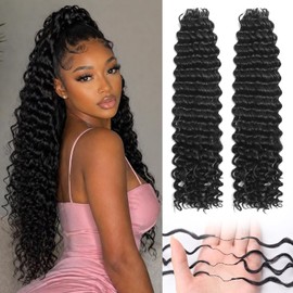 Feather Crochet Hair Extensions for Black Women 18 Inch 100 Strands Miracle Knots Hair Pre-Separated Invisible Knotless Wave Feathered Crochet Hair (1B#, 18 Inch(100Strands))