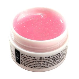 LED/UV Building Gel Diamond Shimmer with Fine Glitter Particles, 5 ml (Milky Pink)