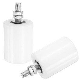 uxcell 2Pcs Slide Gate Guide Roller,2-3/8" Dia x 3-1/8" Length Nylon Rollers Gate Support Assembly, Universal Sealed Ball Bearing Rolling Gate Guider for Sliding Door, White