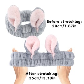 GWAWG 3Pcs Spa Headbands, Bunny Ears Hairbands Bunny Ears Hair Bands, Face Wash Headband, Cute Coral Fleece Elastic Headband, Hair Accessories for Washing Face Sport Shower Beauty Skincare