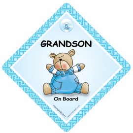 Grandson On Board, Blue Quilt, Car Sign, Baby On Board Sign, Baby on Board, Novelty Car Sign, Grandson Car Sign, Grandchild On Board Sign, Baby Car Sign, Baby On Board Car Signs