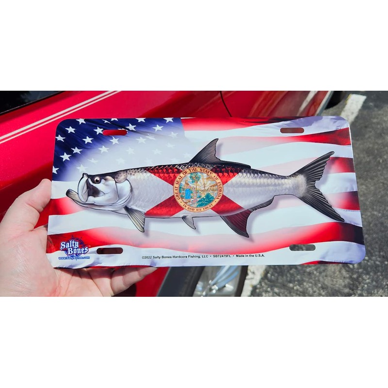 Salty Bones Florida Tarpon on American Flag License Plate