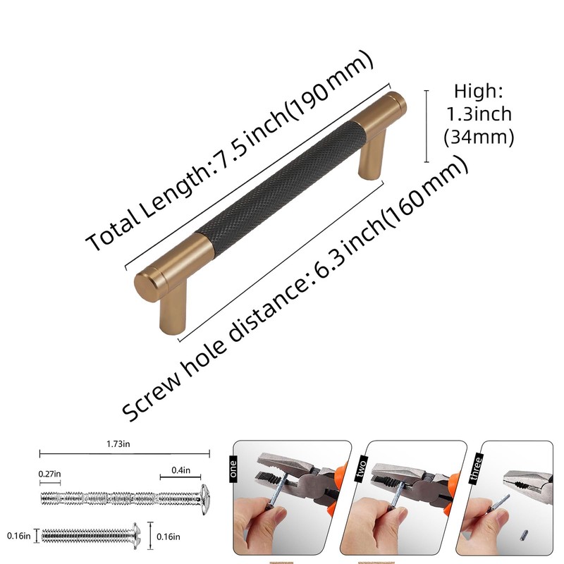 BUKOBYHE 10 Pack 6-5/16 inch160mm Kitchen Cabinet Handles Black and