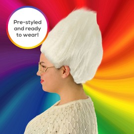 Silver Troll Wig - Adjustable Troll Doll Wig Suitable For All Ages - Stylable Wig - Troll Inspired For Retro Or Modern Costumes