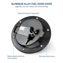 Gas Cap Cover Fuel Filler Door Locking Gas Tank for Jeep Wrangler Accessories 2007-2018 JK JKU Unlimited Rubicon Sahara(US Flag)
