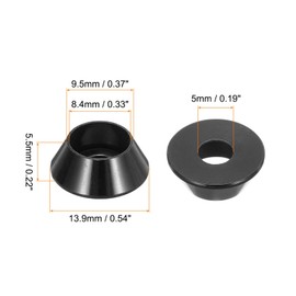 QUARKZMAN M5 Cone Cup Washers Anodized Aluminum Gaskets for Screws RC/FPV/PC/Drone/Mechanical Accessories Model Parts, Pack of 10 (Black)