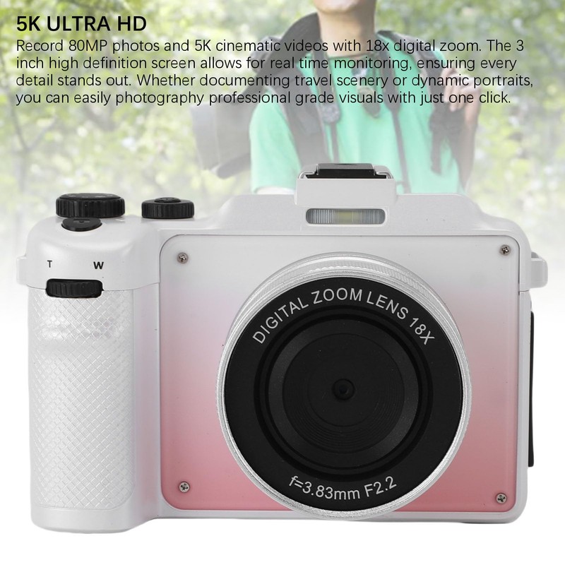 Dpofirs Digital Camera, 5K 80MP Dual Screen Vlogging Camera with