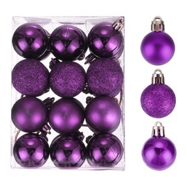 sourcing map Christmas Ball Ornaments Christmas Tree Decorations Balls Purple Baubles 1.6"/4CM for Party Decoration Wedding Holiday Christmas Decor 24Pcs