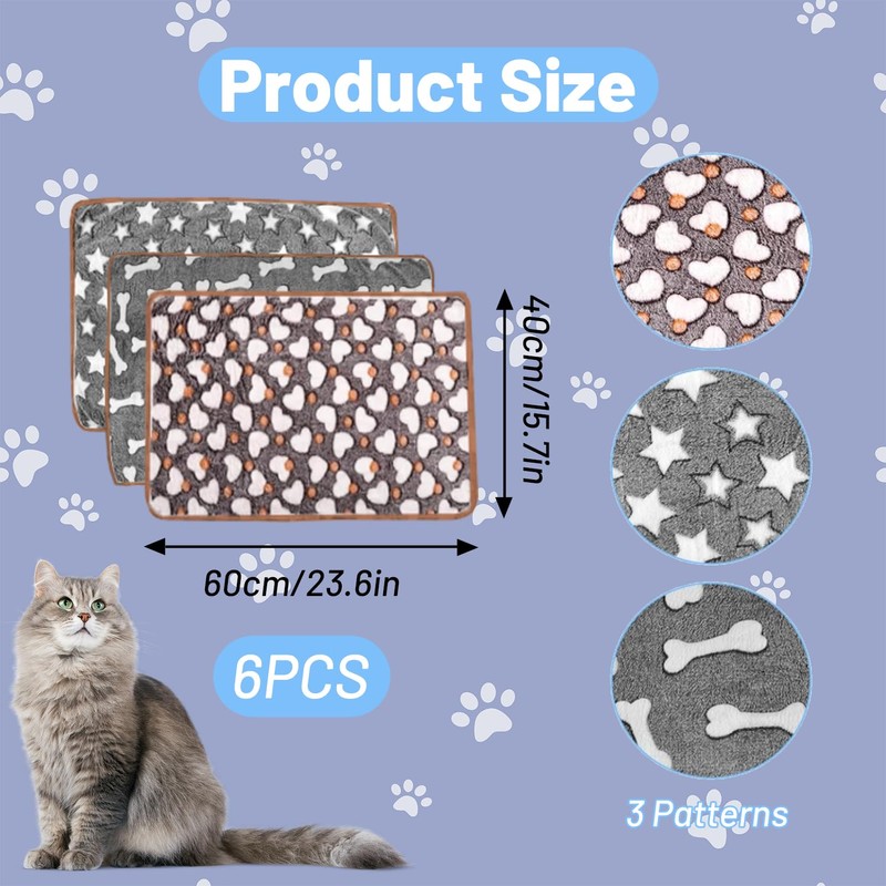 Cokoozoo 6 Stück Hundedecke, Katzendecke, Katzendecken für Indoor-Katzen, 60 x