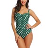 Womens Push Up Tummy Control One Piece Swimsuit/Bathing Suit(Green Polka