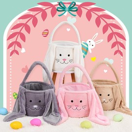 Artsadd Easter Bunny Basket for Kids Easter Egg Bucket Rabbit Tote Bags for Easter Egg Hunts Decorations Bunny Bag and Easter Party Favors Easter Gifts for Kids