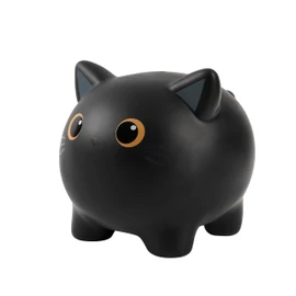 I-TOTAL® - Funny decorative money box/coin compartment made of robust plastic (black cat)