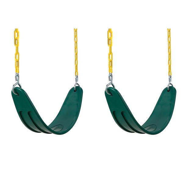 Swing-N-Slide WS 4773 Extreme Heavy Duty Swing Seat Set Outdoor Playground Swings with Coated Chains & Quick Links, Green, Pack of 2