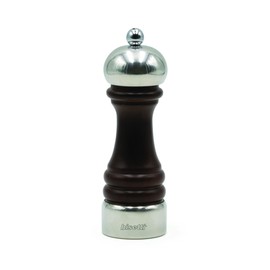 Bisetti Messina Walnut Stained Beechwood Pepper Mill With Pewter Head and Base, 16.5 cm / 6.5 Inches