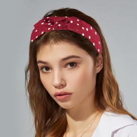 VOCOSTE Bowknot Stirnband mit Hasenohren für Frauen Rot 2,17 Zoll Breit