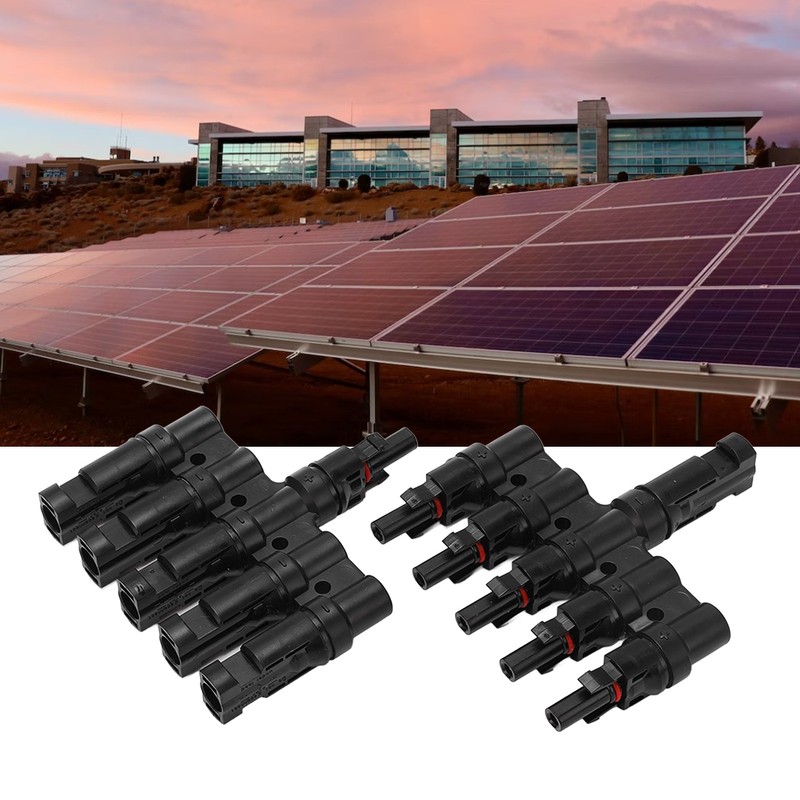 1 Pair Solar Panel Connector T Branch Cable Splitter Coupler