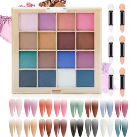 Joyeee Pigment for Nails, 16 Colours Nail Pigment Palette Contains 6 Sponge Sticks, Nail Pigment Powder Palette, Ombre Nail Powder for Nail Art, Manicure, DIY Accessories, A